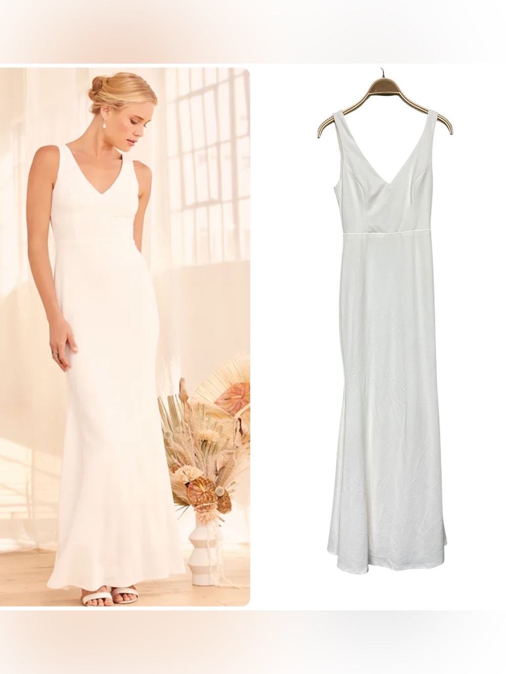 New Lulus Into Your‎ Heart White Button Back Mermaid Maxi Wedding Dress